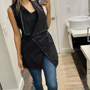 Carmen Marc Valvo Faux Suede Vegan Leather Vest M